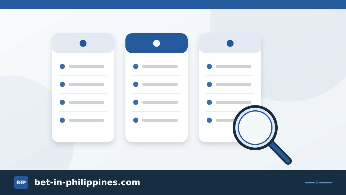 Tatlong kolum ng paghahambing at isang magnifying glass
